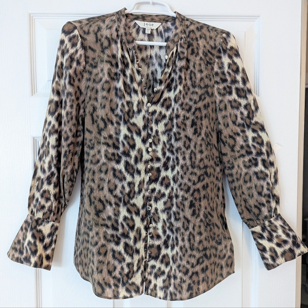Joie, leopard print silk blouse Joie